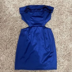 Lucy in the sky corset cutout dress in blue